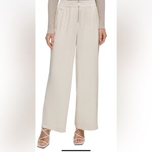 DKNY womens pants off white size Large NWT wide leg